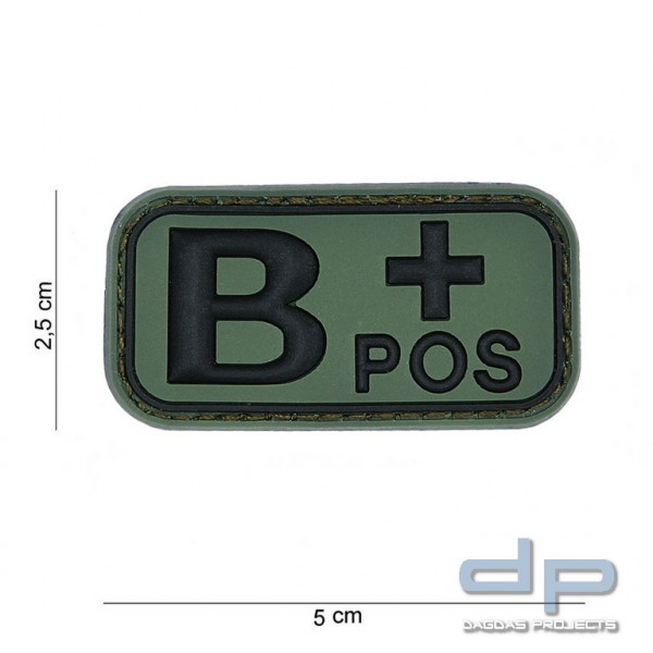 Emblem 3D PVC Blood Type B+ Positive grün