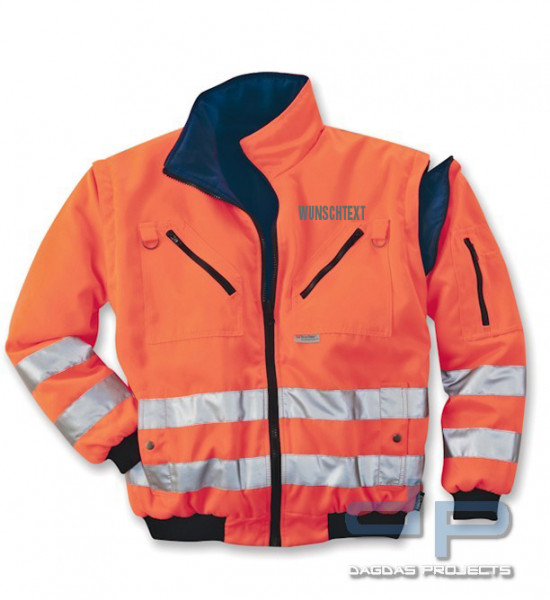 WENDE-WARNSCHUTZ 4 IN 1-PILOTENBLOUSON SAFETY mit Wunschaufdruck auf Brust und Rücken