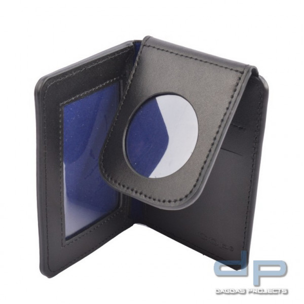 COP® RFID Dienstausweismäppchen OHNE DRUCK, rund, Scheckkartenformat, Leder