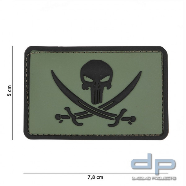 Emblem 3D PVC Punisher Pirate Grün