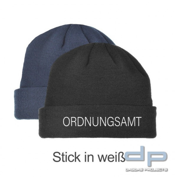 Strick - Mütze, Einheitsgröße, Stick -ORDNUNGSAMT- in verschiedenen Farben