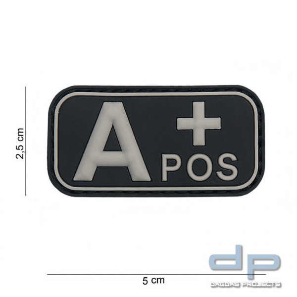 Emblem 3D PVC Blood Type A+ Positive schwarz