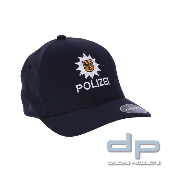 FLEXFIT DELTA CAP MIT BESTICKUNG &quot;BUNDESPOLIZEI&quot;, SCHWARZ