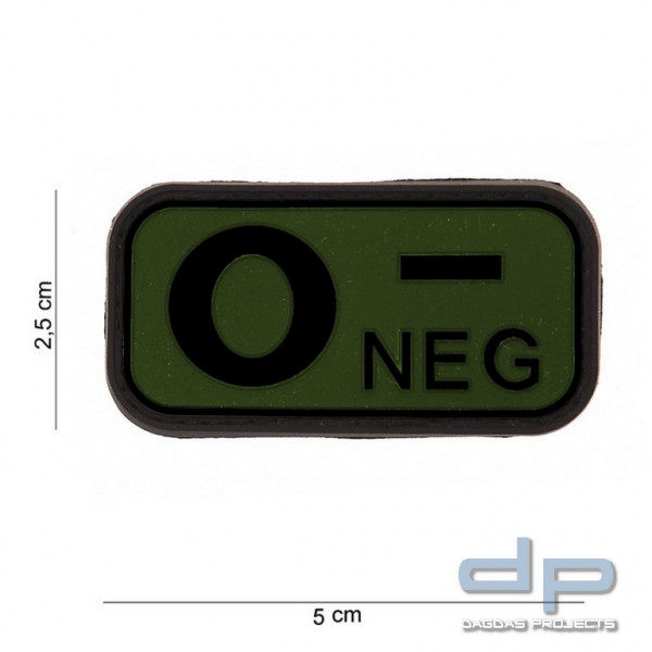 Emblem 3D PVC Blood Type O - Negative grün