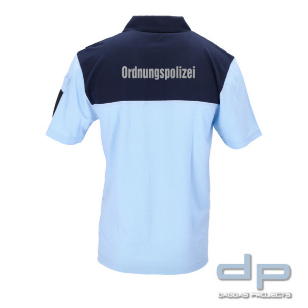 ETZEL Herren Uniform Poloshirt mit Aufdruck &quot;Ordnungspolizei&quot; in Reflex silber Größe: L oder XL