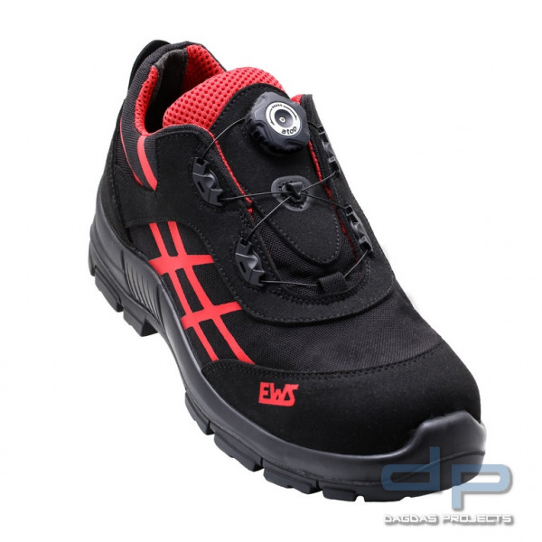 EWS Dynamic Safety Halbschuh S3 SRC Schwarz/Rot mit roter Applikation