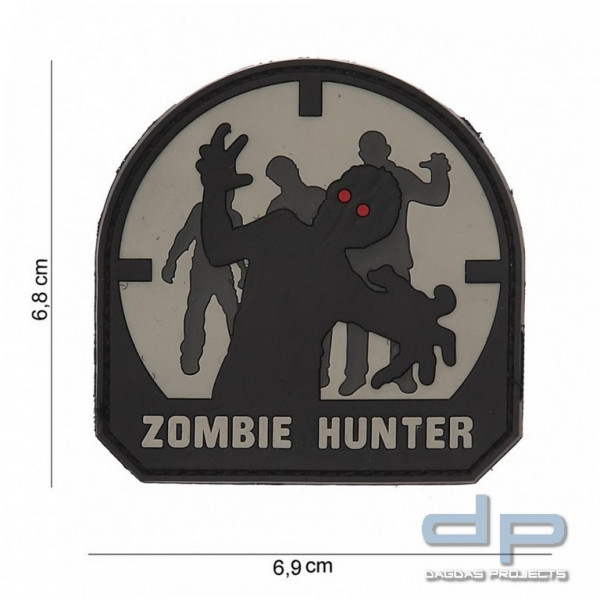 Rubber Patch &quot; Zombie Hunter &quot;, schwarz - Größe 69x 68 mm