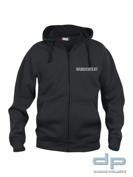 Basic Hoody Full zip Herren mit Wunschaufdruck Farbe Navy Größe M und Schwarz Größe XXL
