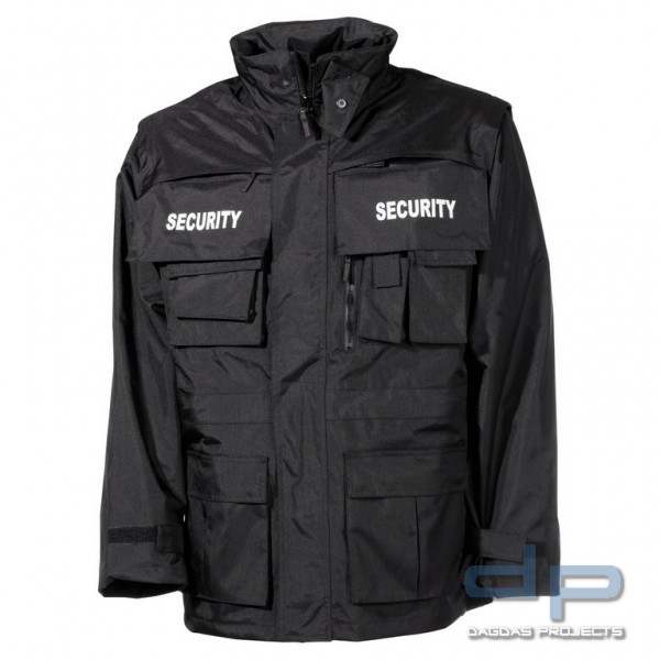 Jacke, &quot;Security&quot;, schwarz, wasserdicht, antistatisch