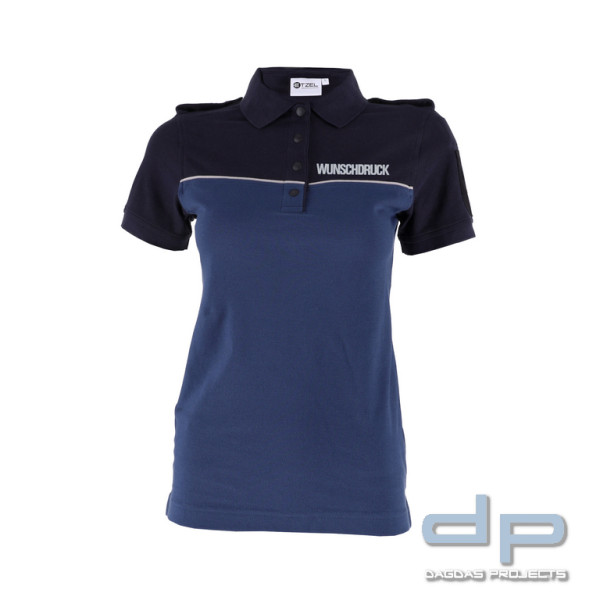 ETZEL® Damen - Poloshirt NRW, blau/dunkelblau mit Wunschaufdruck