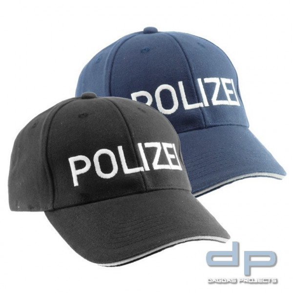 COP® Basecap mit Stick - POLIZEI vorne, Stickfarbe weiß, Einheitsgröße Schwarz oder Navy
