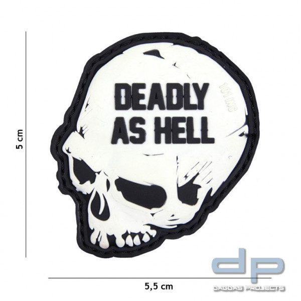 Emblem 3D PVC Deadly as Hell weiss