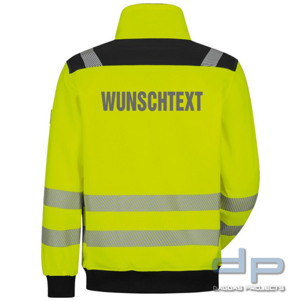 Elysee WARNSCHUTZ-SWEATJACKE in fluoreszierend gelb mit Aufdruck nach Wunsch auf Brust und Rücken
