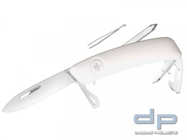 SWIZA Schweizer Messer D04, weisse Anti-Rutsch-Griffschalen, 11 Funktionen, Blister