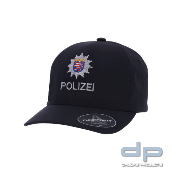 Flexfit Delta Cap mit Bestickung, "Polizei Hessen", schwarz