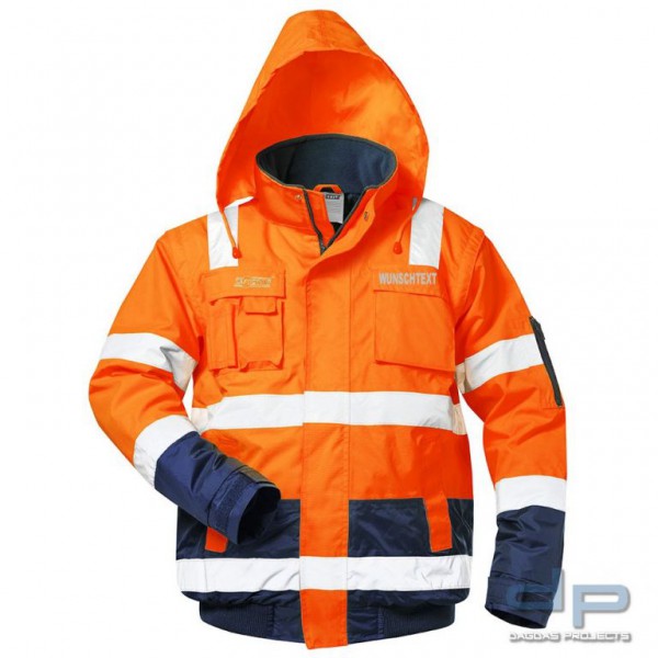Behörden Warnschutz Jacke mit Aufdruck nach Wunsch in reflektieren silber in Orange/Marine
