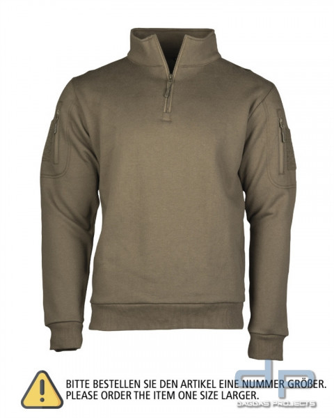 TACTICAL SWEAT-SHIRT M.ZIPPER RANGER GREEN, Größe: XL