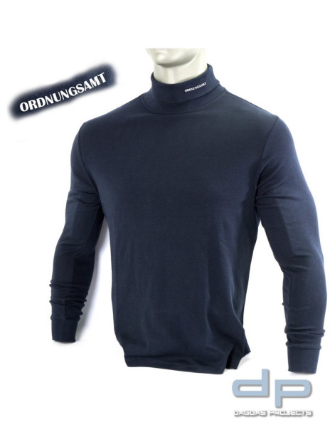 Rollkragenpullover, bestickt &quot;ORDNUNGSAMT&quot;, Stick in weiß