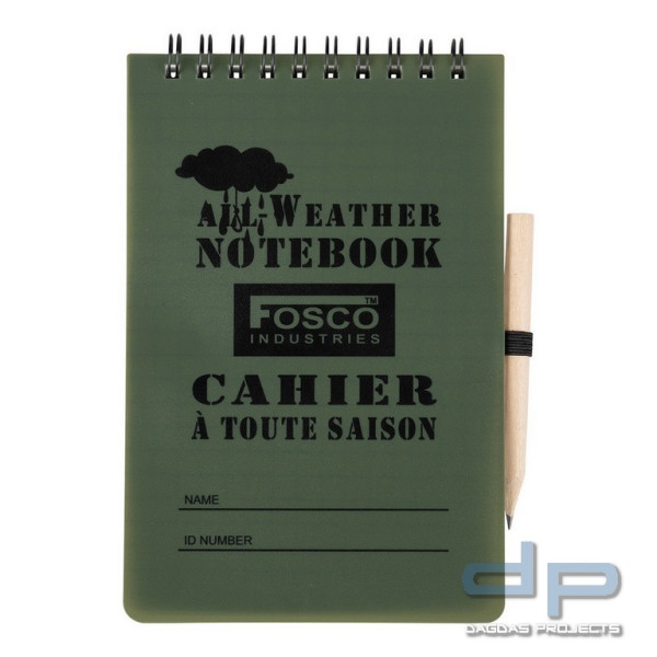 All Weather Notizbuch groß mit Bleistift