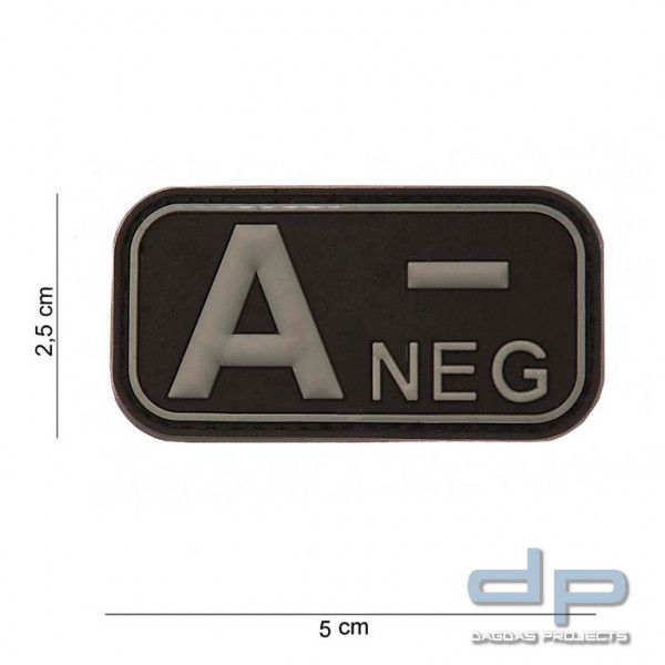 Emblem 3D PVC Blood Type A- Negative schwarz