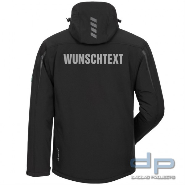 Behörden Winter-Softshell Jacke in Schwarz mit Aufdruck nach Wunsch in reflex silber Größe: 3XL