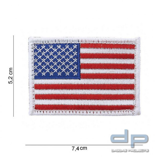 Emblem Stoff USA Flagge weisse Rand mit Klettband