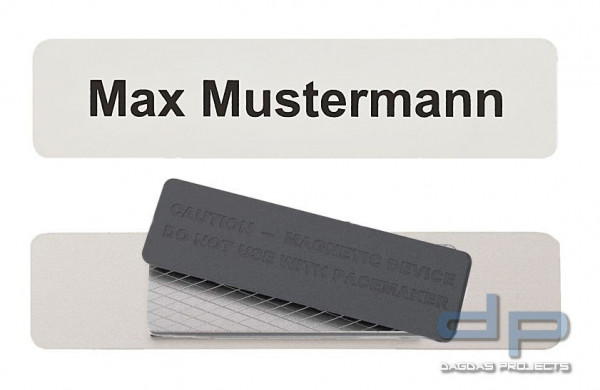 Aluminium Namensschild 87x20mm mit starkem Magneten mit individuellem Wunschtext