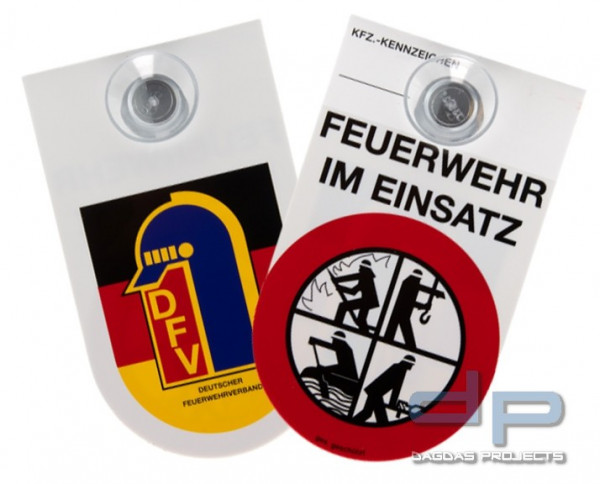 Kennzeichnungsschild DFV Logo und Signet Feuerwehr im Einsatz beidseitig