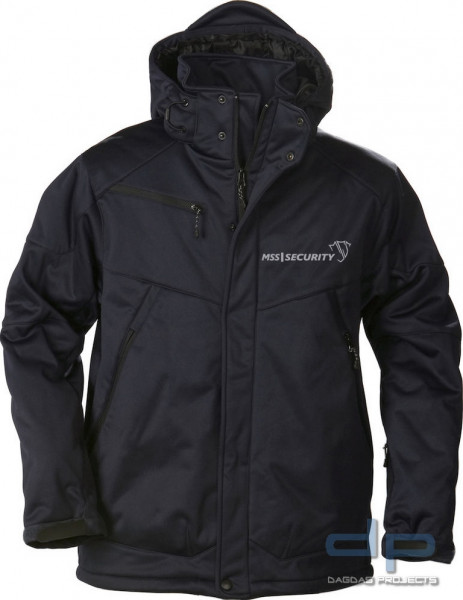 Behörden Softshell Jacke Winter Dunkelblau Herren gefüttert mit Sonderaufdruck 3 fach MSS