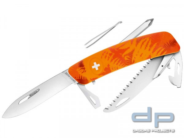 SWIZA Schweizer Messer C06 FILIX,Klingensperre, orange-farn Anti-Rutsch-Schalen, Säge + 10 Funktione