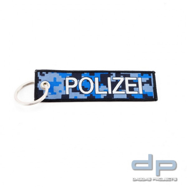 Anhänger POLIZEI mit Schlüsselring, Textil (125 x 35 mm)