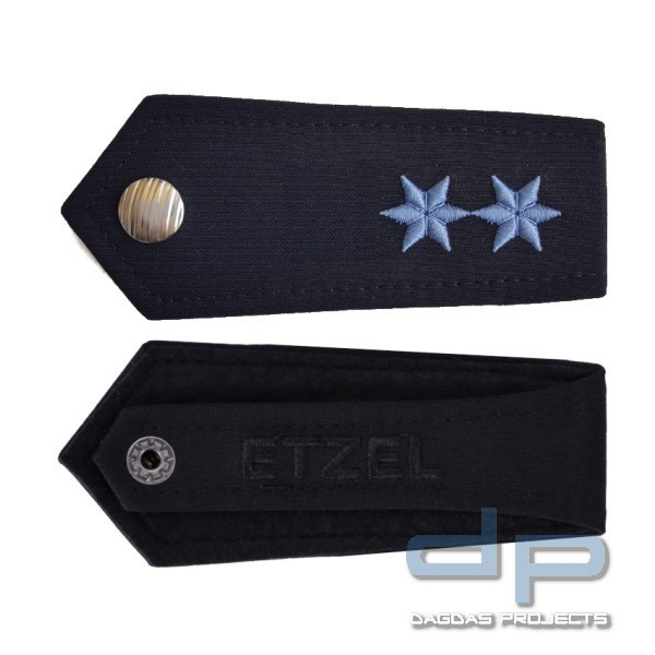 ETZEL Schulterklappen Paar mit Druckknopf Ausführung Hessen 2 Sterne Blau