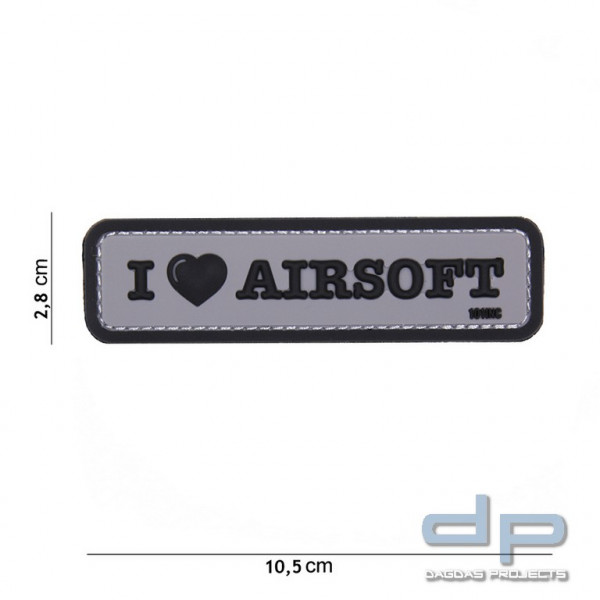 Emblem 3D PVC I love Airsoft grau