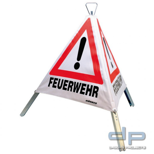 Dönges Faltsignal, 700 mm, Tagesleuchtfarbe, 3 x Feuerwehr