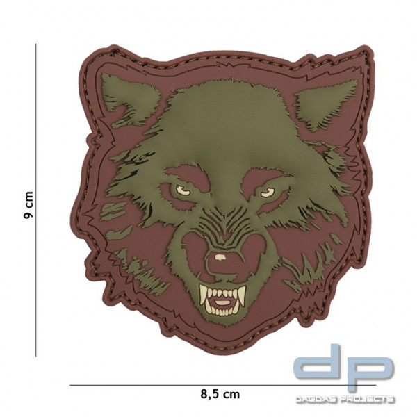 Emblem 3D PVC Wolf grün