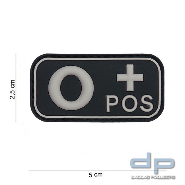 Emblem 3D PVC Blood Type O+ Positive schwarz