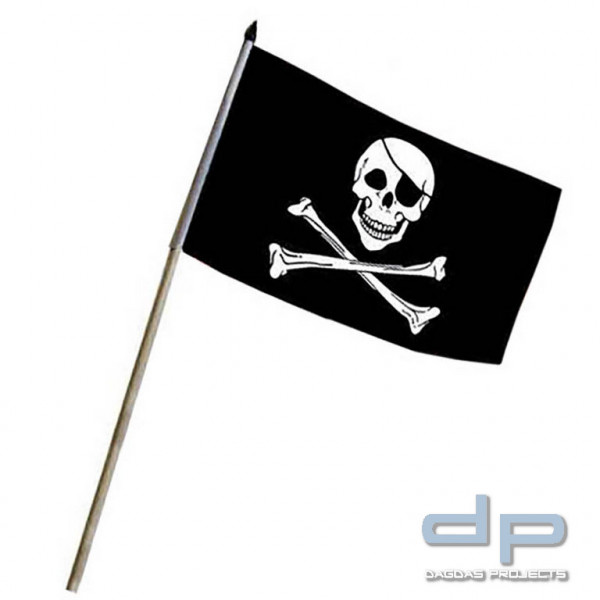 Piratenflagge mit Stab, Flaggen & Fahnen, Alle Kategorien
