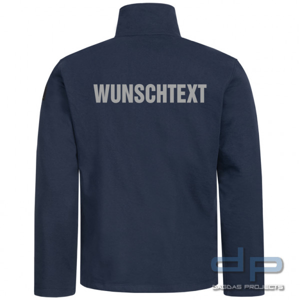 Schnittschutz-Jacke Hamburg Navy-Blue mit Wunschaufdruck in reflex silber