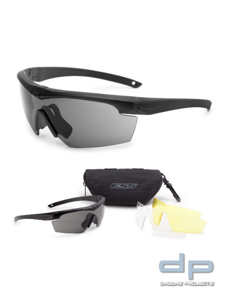 ESS Taktische Schießbrille Crosshair 3LS Set inkl. Scheiben und Etui in Schwarz