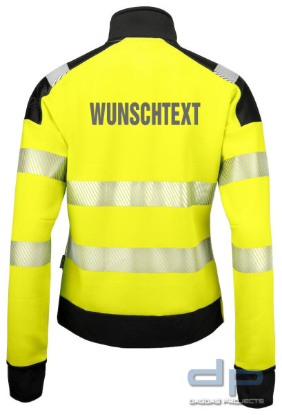 Projob 6111 DAMEN SWEATJACKE EN ISO 20471 KLASSE 3/2 in Gelb/Schwarz mit Aufdruck nach Wunsch auf Br