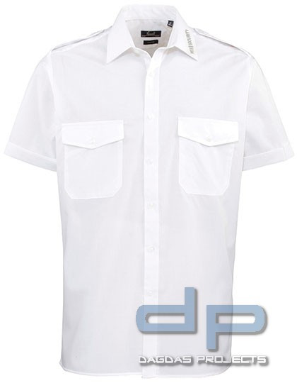 Pilot Hemd shortsleeve weiss mit Kragendruck MSS