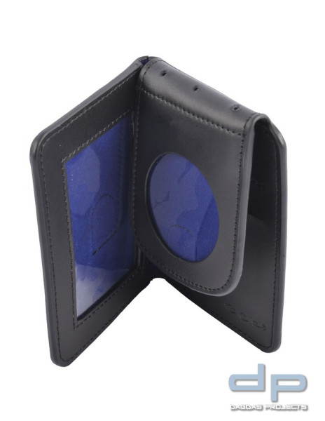 COP® RFID Dienstausweismäppchen OHNE DRUCK, rund, Scheckkartenformat, Leder