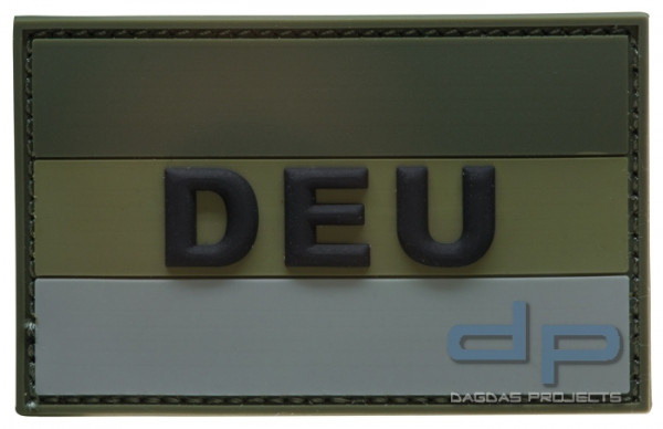 3D Rubber Patch Deutschlandflagge &quot;DEU&quot; Oliv Large