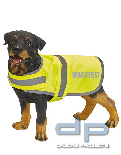 Hi Vis Dog&#039;s Vest in verschienden Farben mit Wunschaufdruck in Reflex Silber