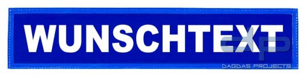 Reflexschild - glänzend - Klett - 42x8cm - blau - Wunschtext