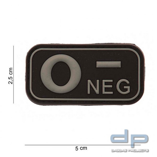 Emblem 3D PVC Blood Type O - Negative schwarz