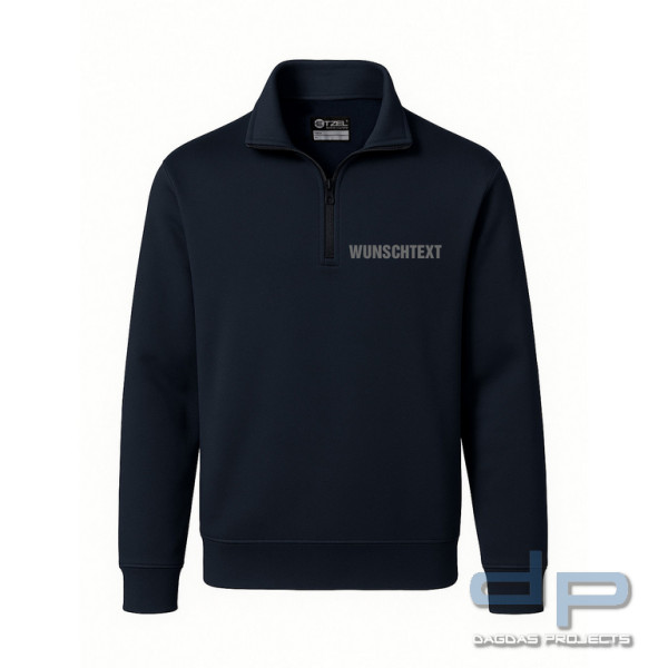 ETZEL® Zip-Sweatshirt, parisblue mit Wunschaufdruck auf Brust und Rücken