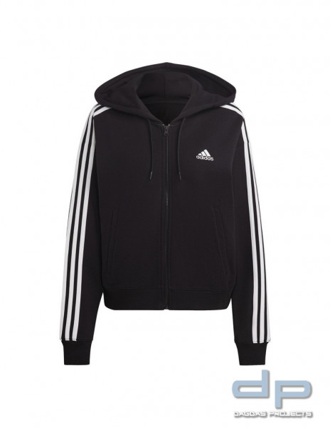 adidas Damen Kapuzenjacke, Essentials 3-Streifen, French Terry