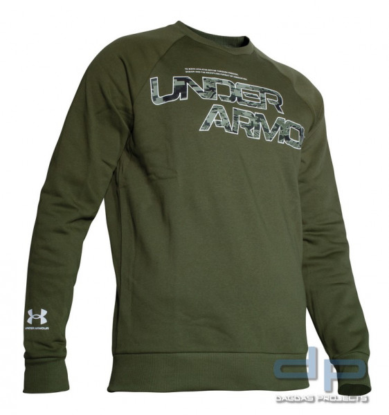 UNDER ARMOUR RIVAL FLEECE CAMO SCRIPT SWEATER